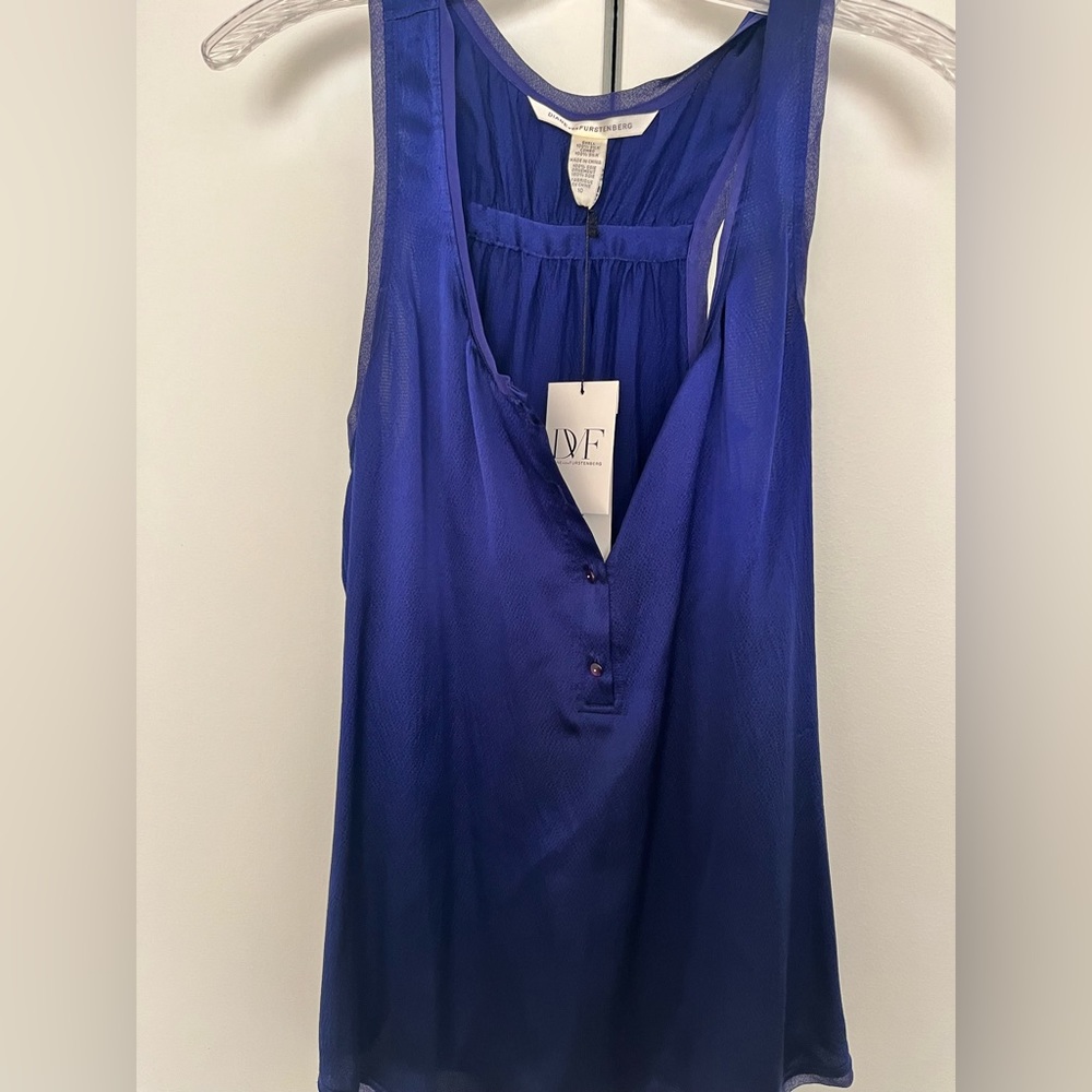 DVF Royal Blue Silk Sleevlees top
